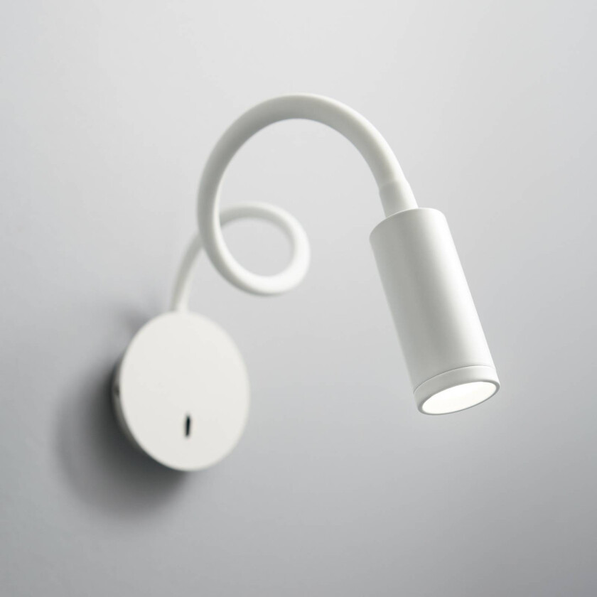 Ideal Lux LED-vegglampe Focus 2, hvit, 55 cm, fleksibel arm
