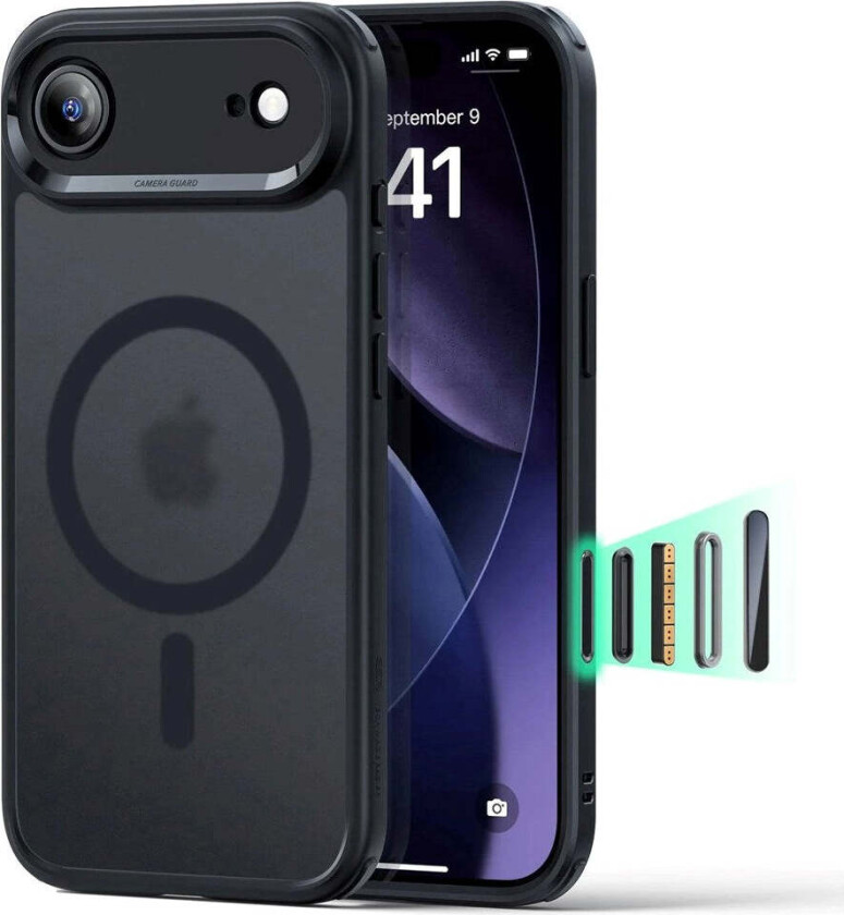 iPhone Air Classic Hybrid Deksel med Kamerakontrollknapp – MagSafe Kompatibel – Matt Svart