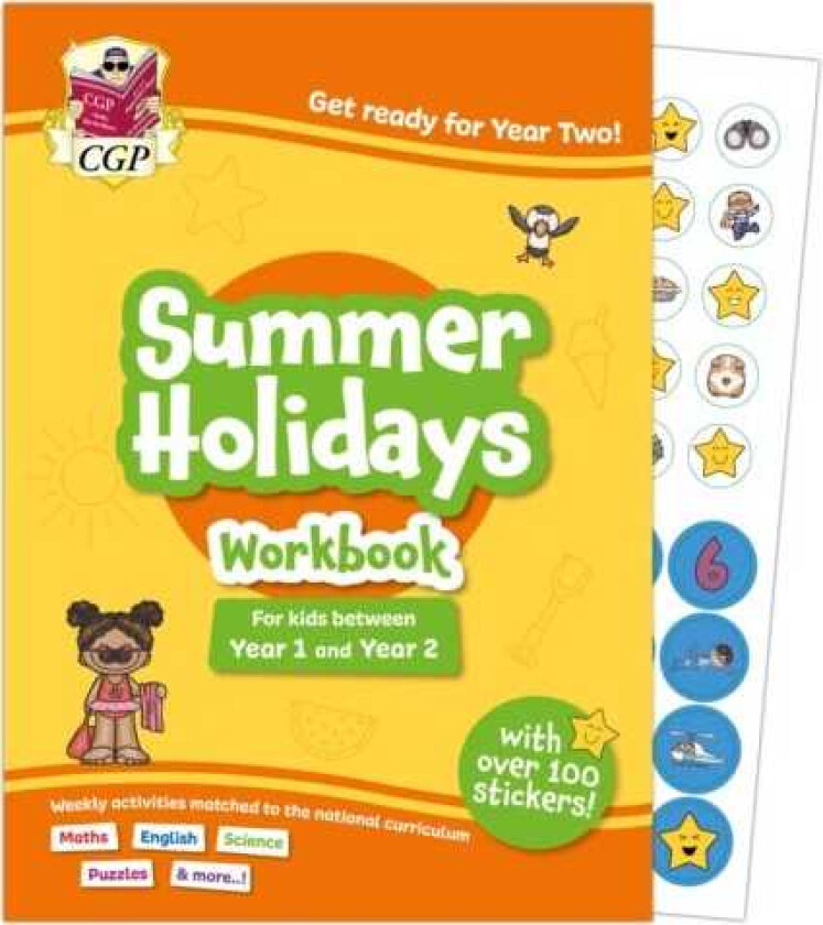 CGP Summer Holidays Activity Workbook for kids between Year 1 and Year 2 (ages 56)