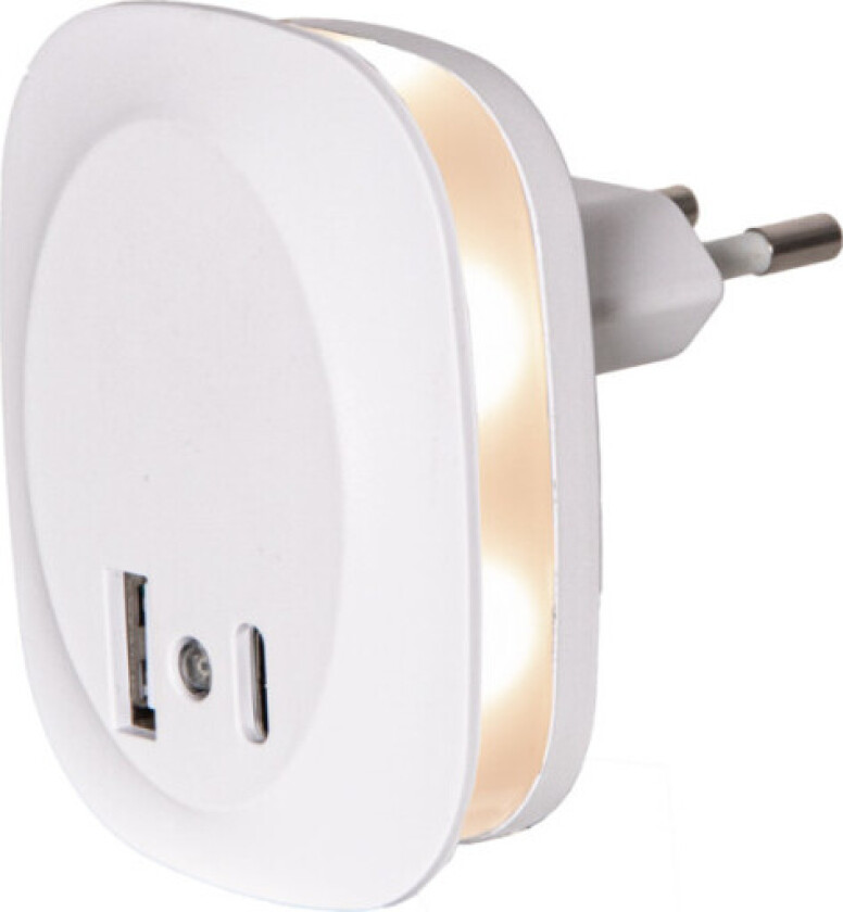 nattlampe med sensor & USB A & C
