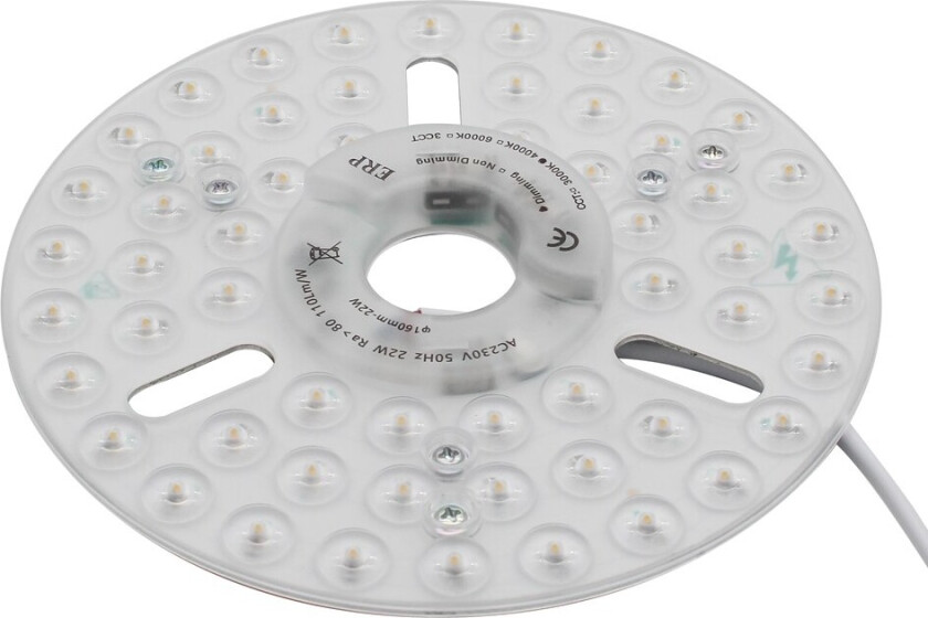 24W dimbar LED-innsats med linser, flimmerfri - Ø16 cm, erstatt G24, sirkulærrør og kompaktlysrør - Dimbar : Dimbar, Kulør : Nøytral