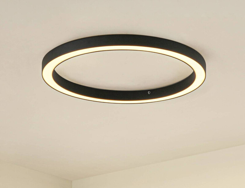 Lucande LED-taklampe Neor, svart, Ø 60 cm, CCT, dimbar