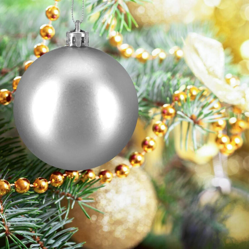 Rød og sølv juletrekugler sett – matt og blank finish