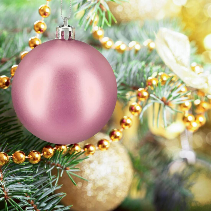 Sett med juletrekugler – matt, glitter, glanset design