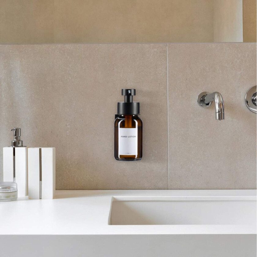 Bilde av Veggmontert såpedispenser i glass – gul, uten boring