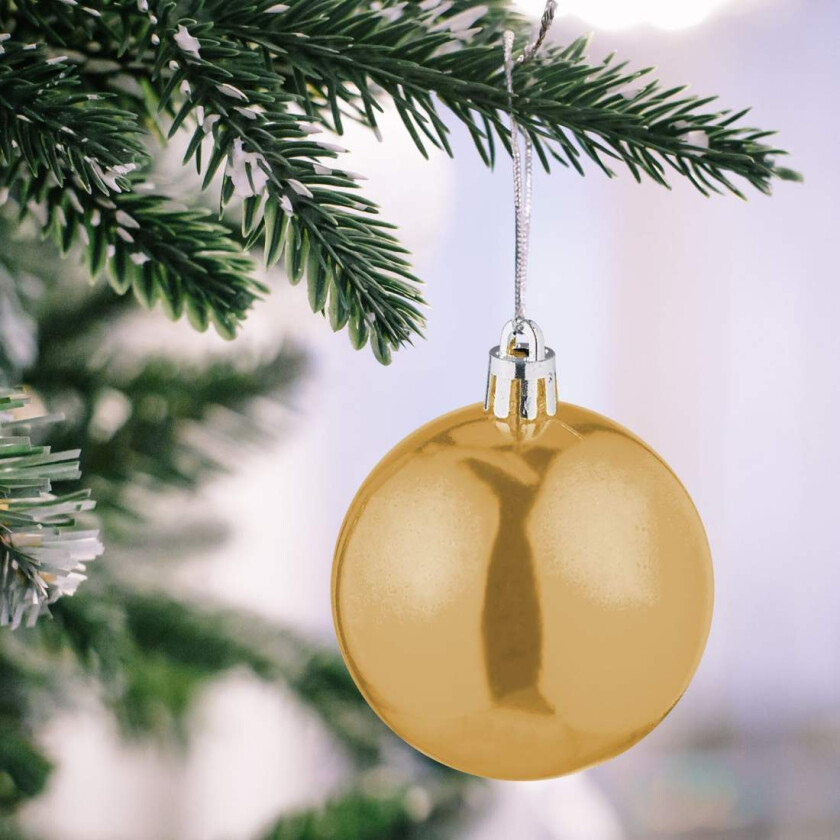 Sett med juletrekugler – 100 skinnende ornamenter med bånd