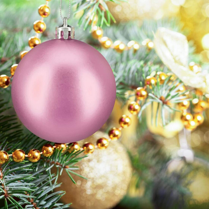 Sett med matte julekuler – 100 stykker, enkelt å henge