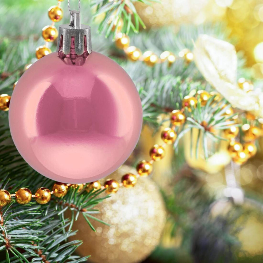 Sett med skinnende julekuler – 50 blanke ornamenter