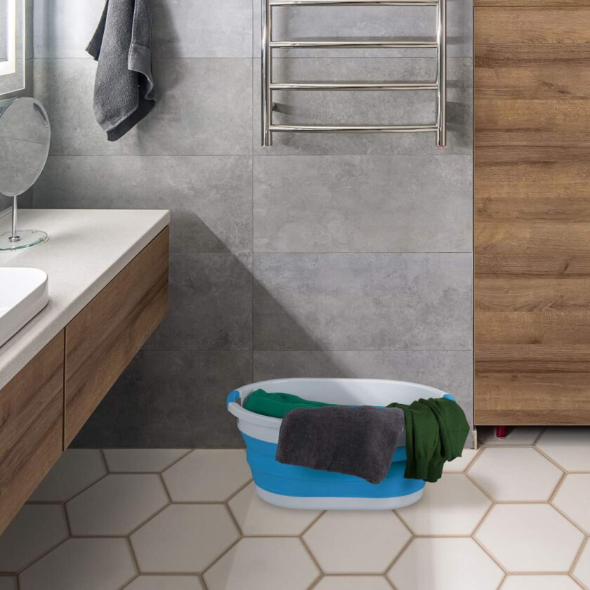 Sammenleggbar skittentøyskurv med håndtak – 24L plast