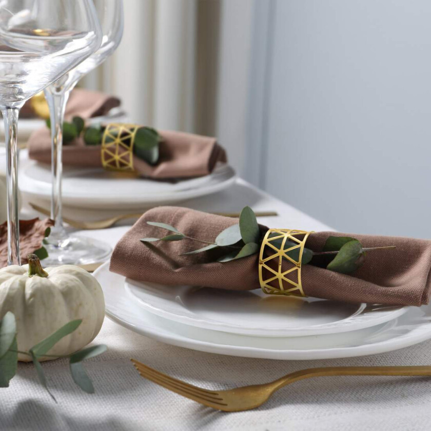 Serviettringer sett med 12 – Geometrisk metalldesign
