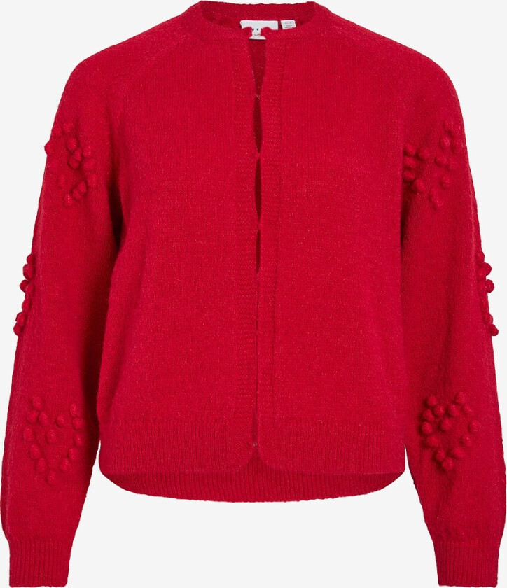 Kardigan viMerit L/S O-neck Bubble Knit Card - Rød