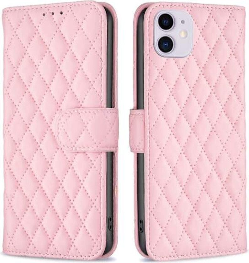 Rombemønster, matt flip-deksel for iPhone 11 - Rosa