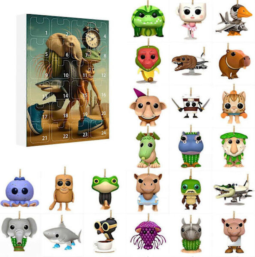 |NN|Tung Tung Sahur 24 dagers adventskalender 2025, akryl nøkkelring Brainrot italiensk barneleke anheng gave