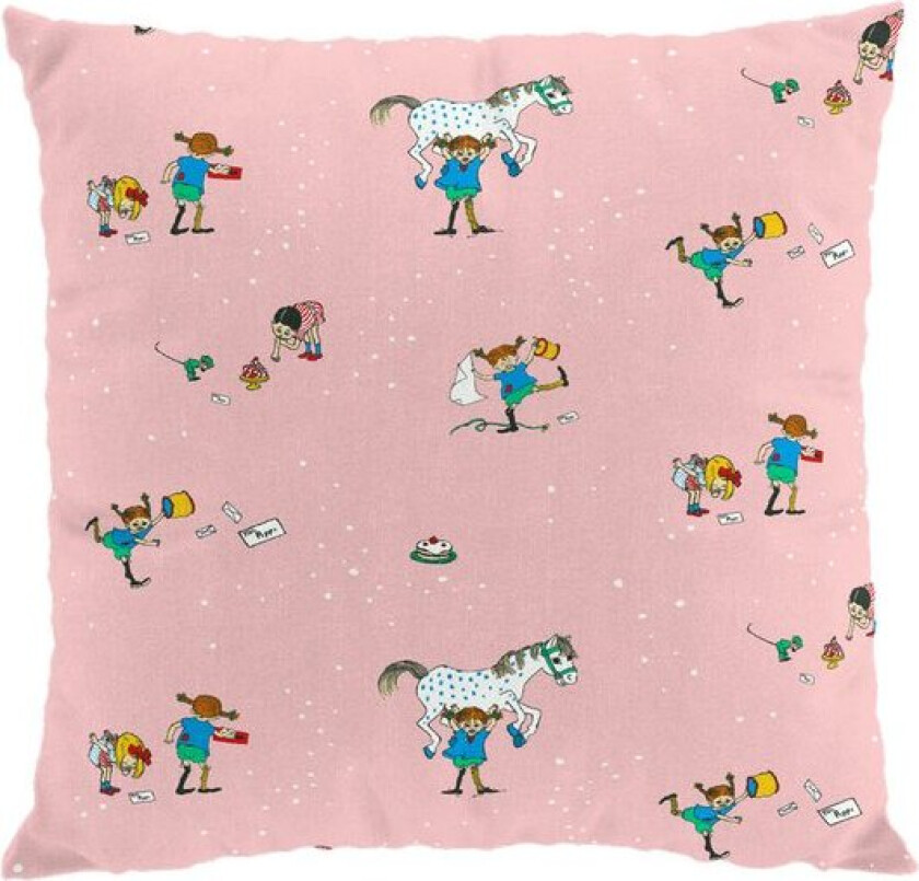 Pippi med vänner putetrekk 47x47 cm rosa