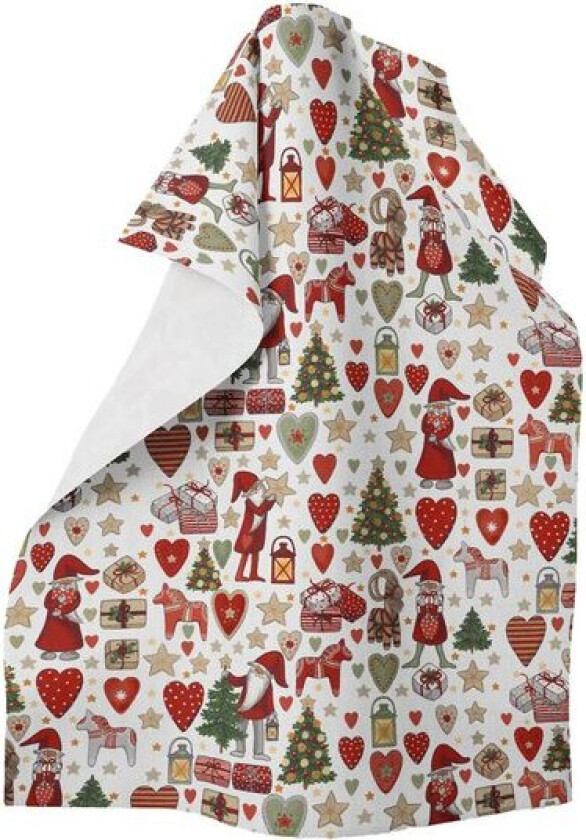 Julstök kjøkkenhåndkle rød