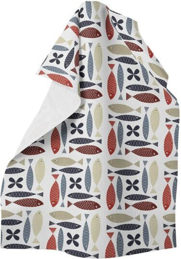 Fina fisken kjøkkenhåndkle blå