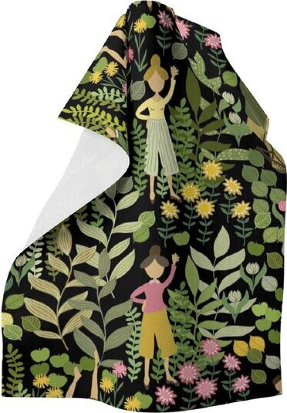 Trädgård kjøkkenhåndkle svart/grønn