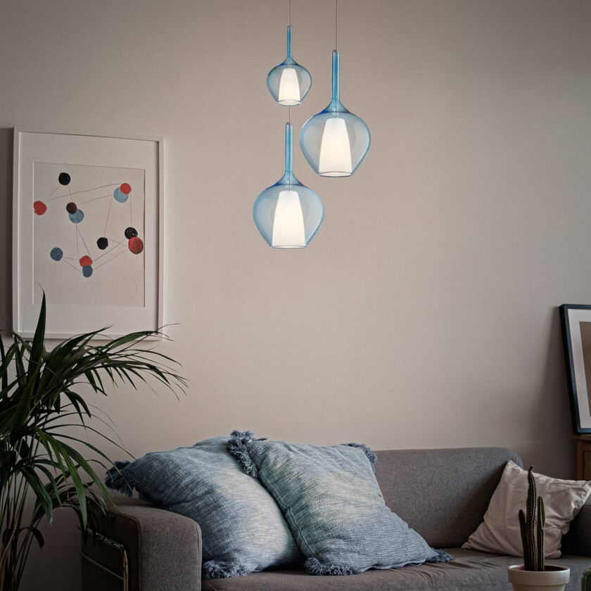 Ideal Lux pendellampe Kalique 1, blå, Ø 18 cm, plast