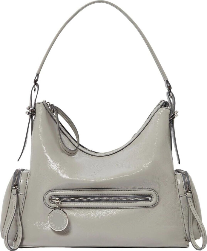 Stella Mccartney Dartmoor Shoulder Bag Cracked Patent Veske Lysegrå grå female
