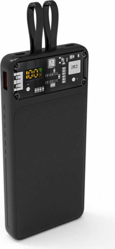 QTPB10-LD-23-01 Transparent power bank 10000 mAh PD with LED 23W black