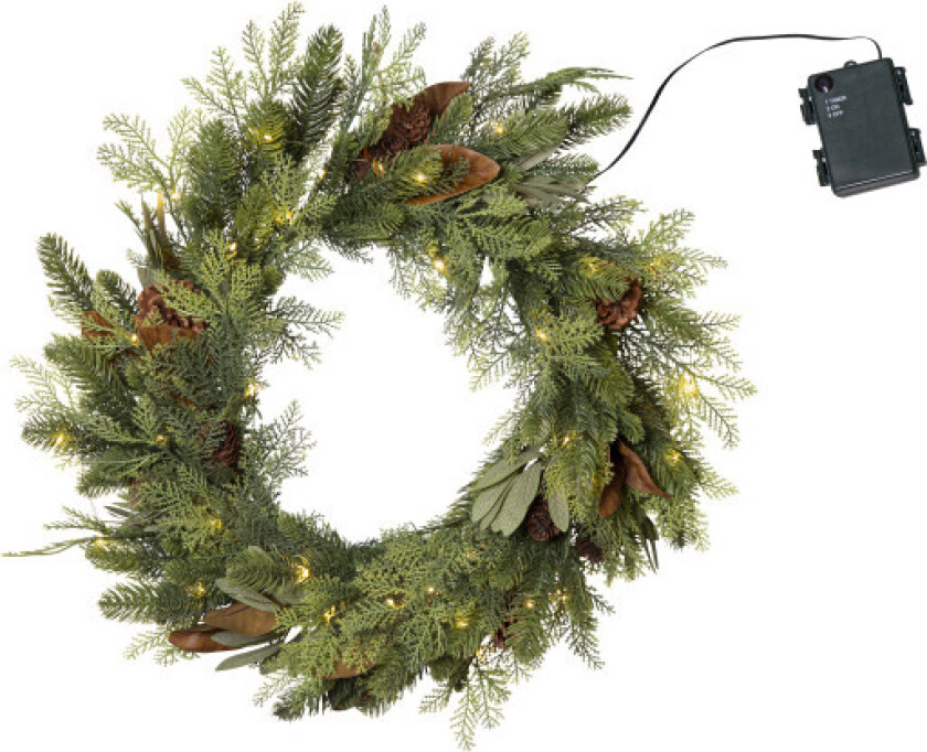 Mixi utendørs julekrans med lys, batteri, Ø60 cm