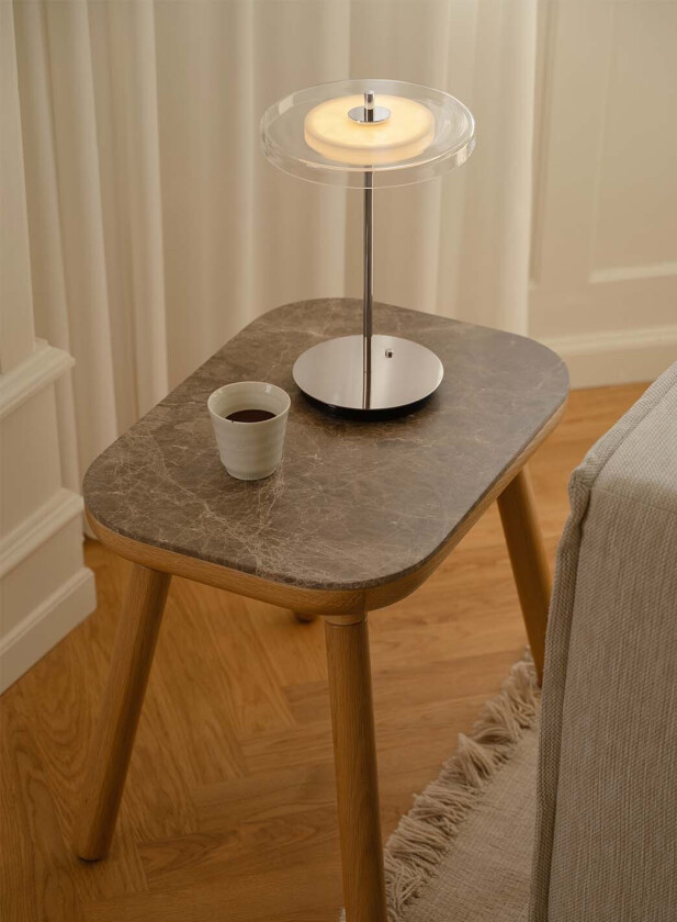 Asteria Move oppladbar bordlampe glass - krom