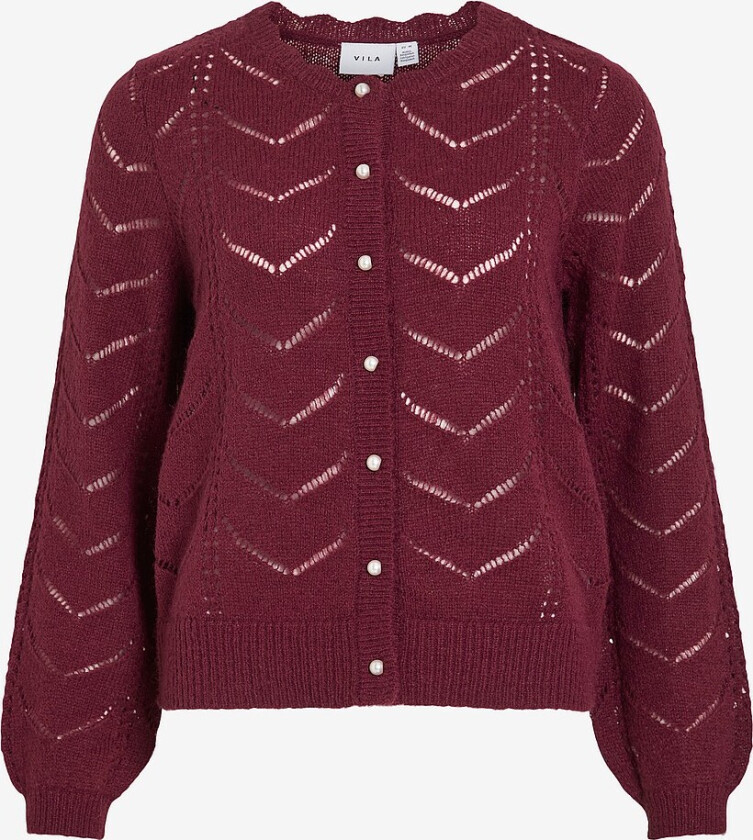 Kardigan viTuli O-neck L/S Detail Knit Cardi - Rød