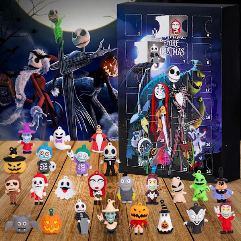 Halloween Adventskalender 2025, Nightmare Before Christmas-kalendere, med 24 stk. samleobjekt dukke figurer leker