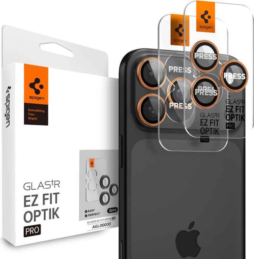 Glass tR EZ Fit Optik Pro Kamerabeskyttelse til iPhone 17/16/15/14 Pro - Orange - 2 stk.