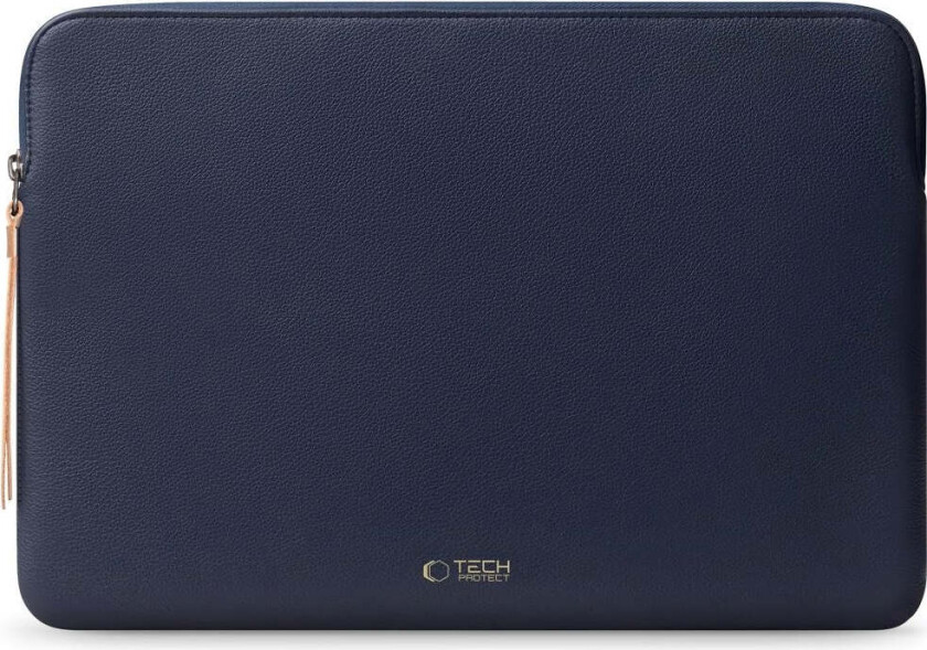 MacBook / Laptop 15-16" Kunstskinn Sleeve med Fôret Innside - Navy Blue
