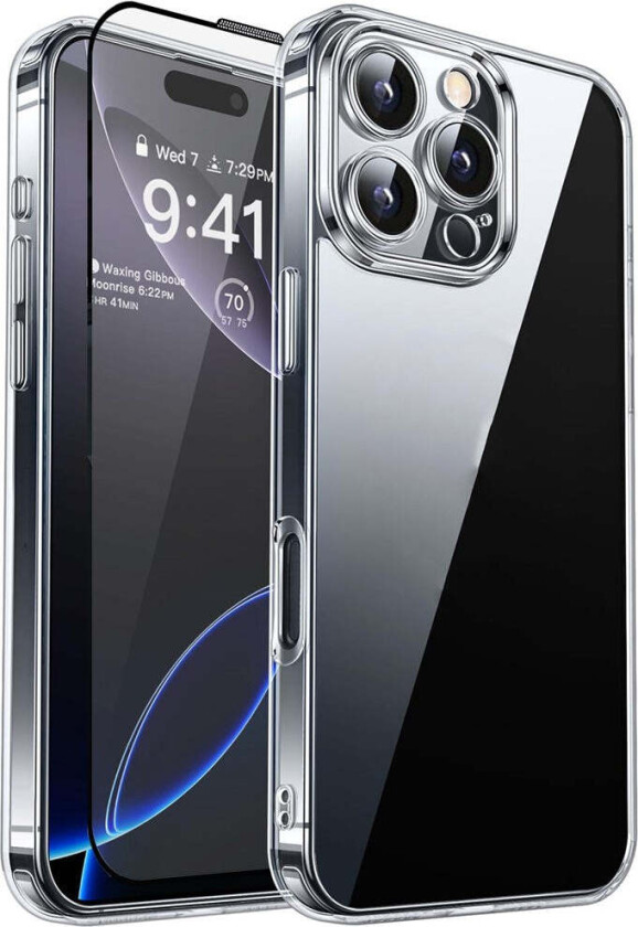 iPhone 16 Pro RURIHAI 2-i-1 Beskyttelsessett m. Fleksibelt Plast Deksel & Skjermbeskyttelsesglass - Gjennomsiktig