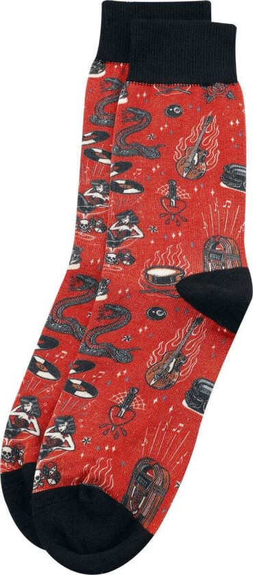 Rockabilly Sokker - Rock ’n’ Roll Sokker - EU39-42 til EU 43-46 - Herrer - rød