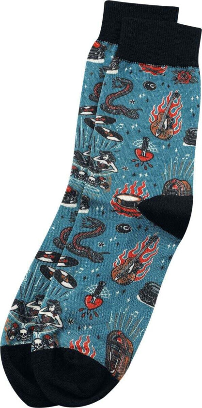 Rockabilly Sokker - Rock ’n’ Roll Sokker - EU39-42 til EU 43-46 - Herrer - petroleumsblå