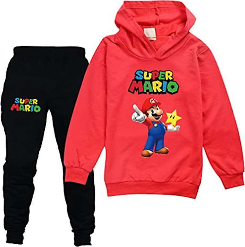 Barn Super Mario Treningsdress Outfit Genser Genser Treningsbukse Bukse Treningssett Aktivt Tøysett H