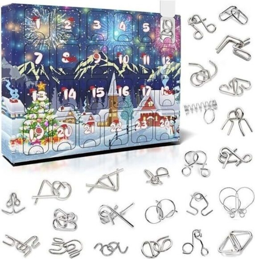 Adventskalender med metallpuslespill – Daglig hjernetrim frem til jul