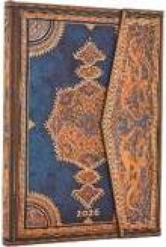 2026 Safavid Indigo (Safavid Binding Art) Midi 12-month Vertical Hardcover Flexi Dayplanner 2026 (Wrap Closure)