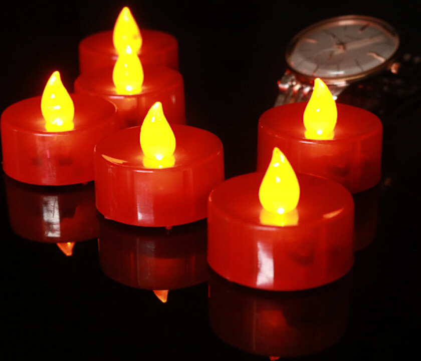 12 stk LED Røde Telys med Timer, Flammeløse 3D Veke Flimmerlys for Halloween og Jul Rød – 3D-veke Parent Rød – 3D-veke