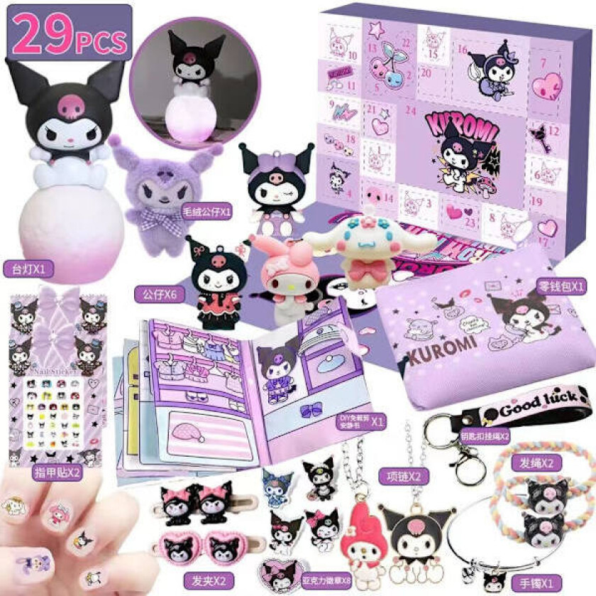 Hot 2025 Adventskalender Kuromi My Melody Cinnamoroll Sanrio Leketøystilbehør Jule Nedtellingskalender Barnegaver