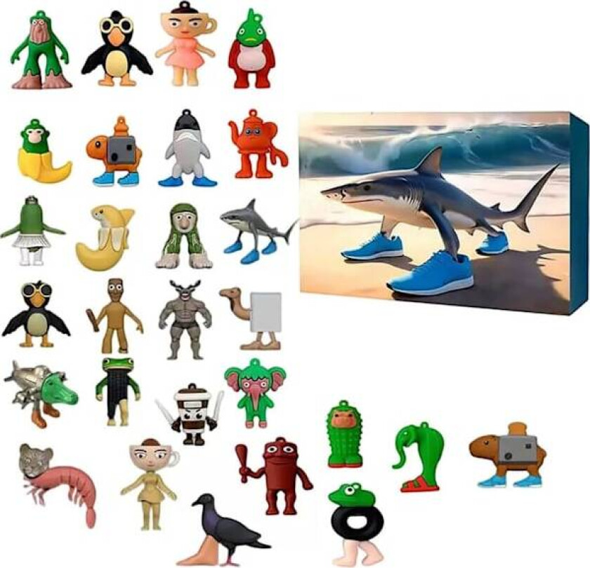 tralalero tralala 2025 Silikon Adventskalender, 24 Dagers Tung Tung Tung Sahur Figur Nedtellingskalender Samlingsdekorasjonsgaver (3D SiR A)