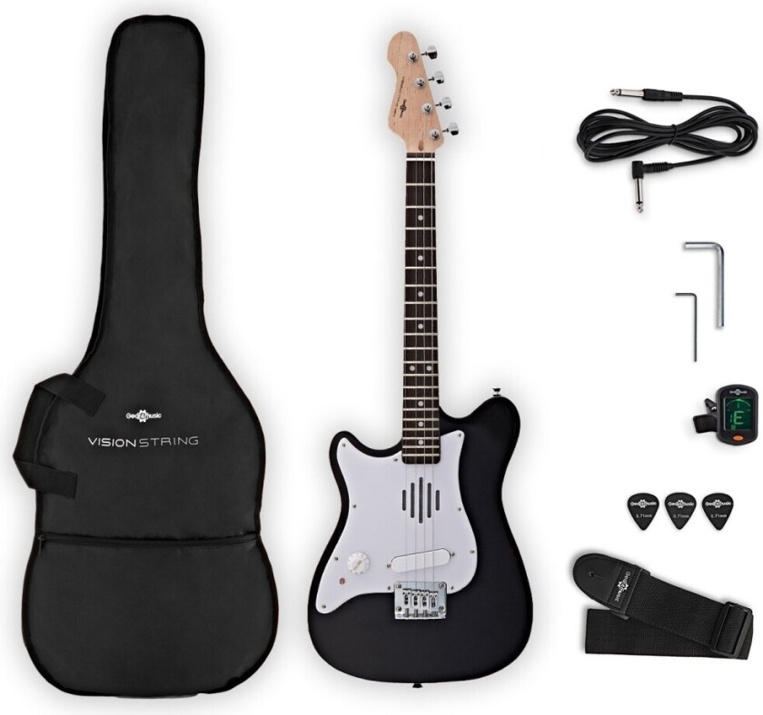 VISIONSTRING Mini Left-Handed Electric Guitar with In-Built Speaker Black