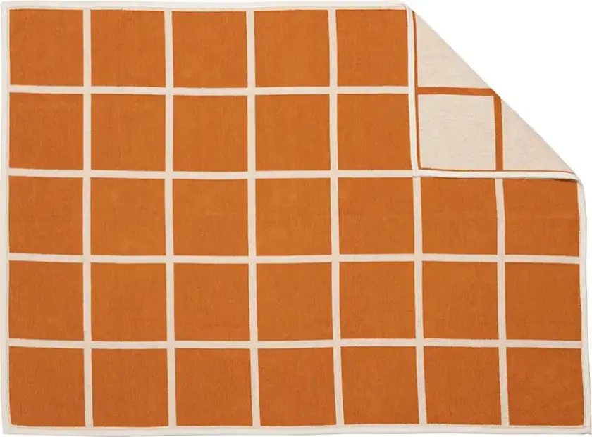 Vevd pledd i lammeull Criss Pale Orange