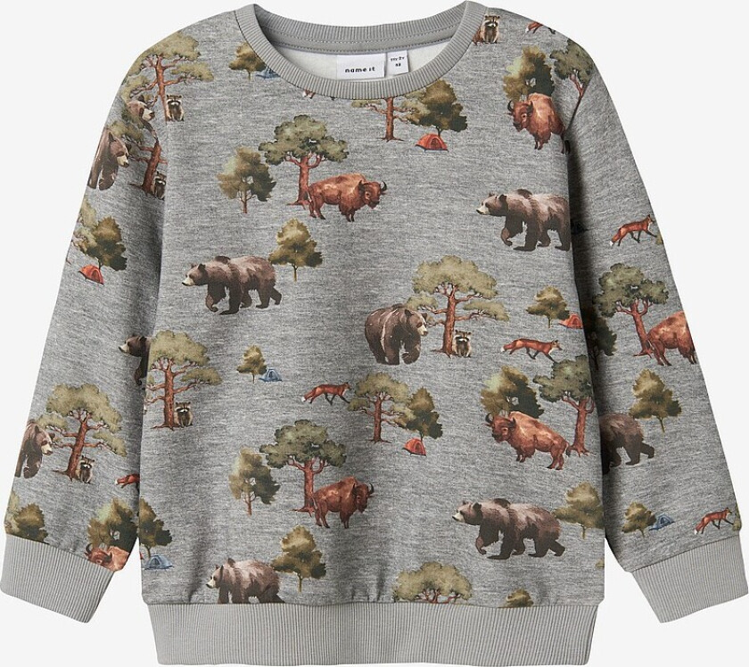 Genser nmMolin LS Nreg Sweat Bru Box - Grå