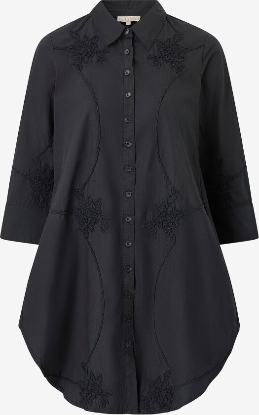 Kjole Embroidery Poplin Shirt Dress - Svart