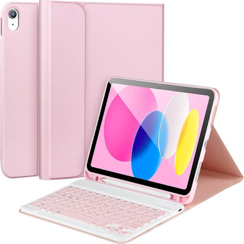 Etui for iPad (A16) 11./10. generasjon (2025/2022) med Bluetooth-tastatur, slankt folio-stativ, beskyttende nettbrettdeksel – penn ikke inkludert