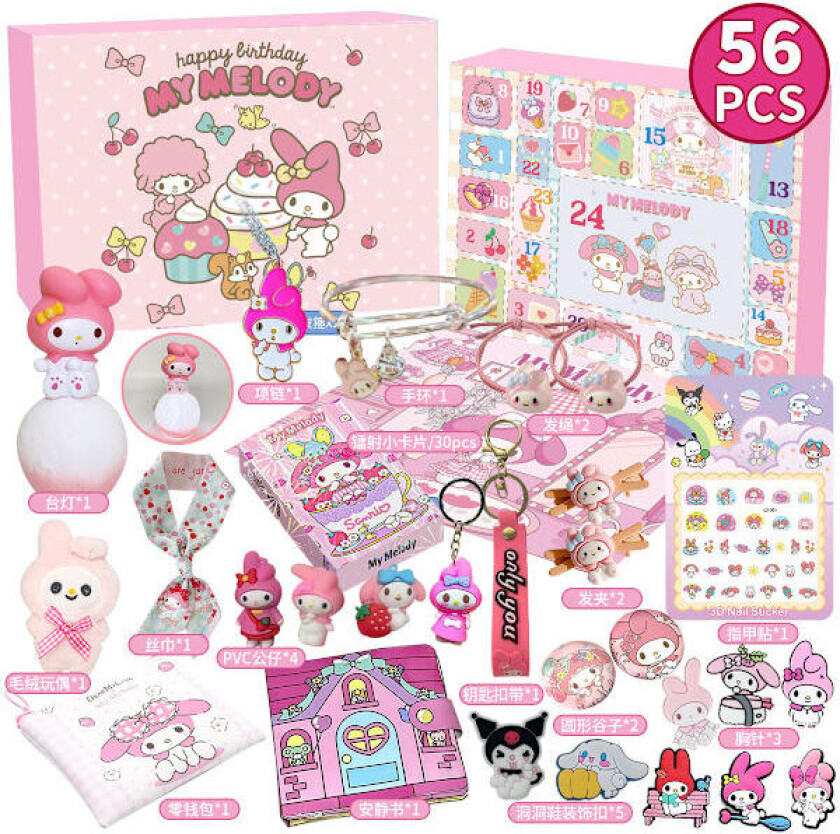 QU-Adventskalender 2025 My Melody Cinnamoroll Leker Tilbehør Jul Nedtellingskalender Barnepresenter My Melody