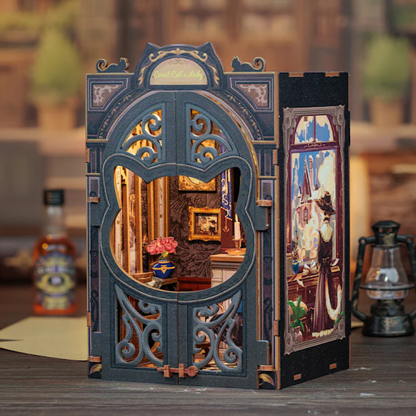 Miniature Book Nook: Count Cat's Study