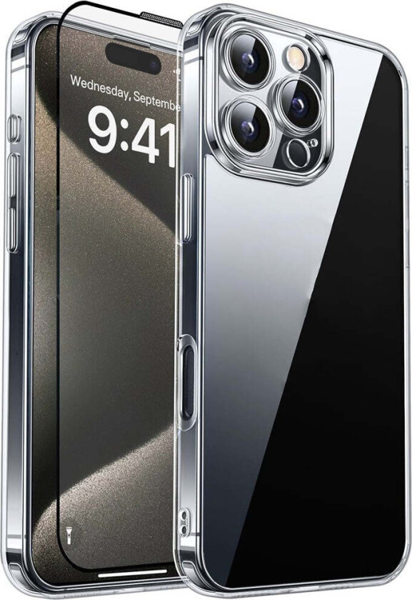 iPhone 15 Pro RURIHAI 2-i-1 Beskyttelsessett m. Fleksibelt Plast Deksel & Skjermbeskyttelsesglass - Gjennomsiktig
