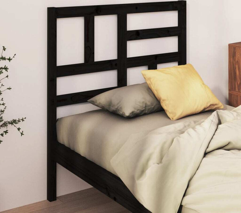 Sengegavl svart 96x4x104 cm heltre furu