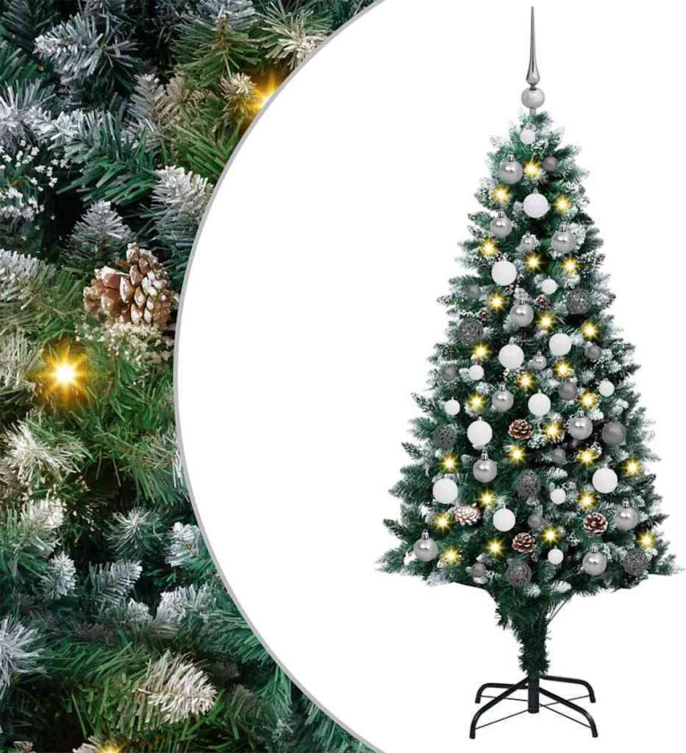 Kunstig juletre med LED -stripelys grønn 180 cm PVC