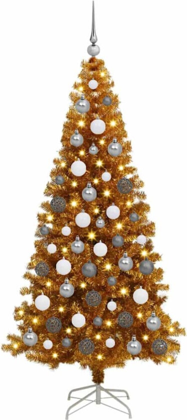 Kunstig juletre med LED -stripelys Gull 180 cm PET